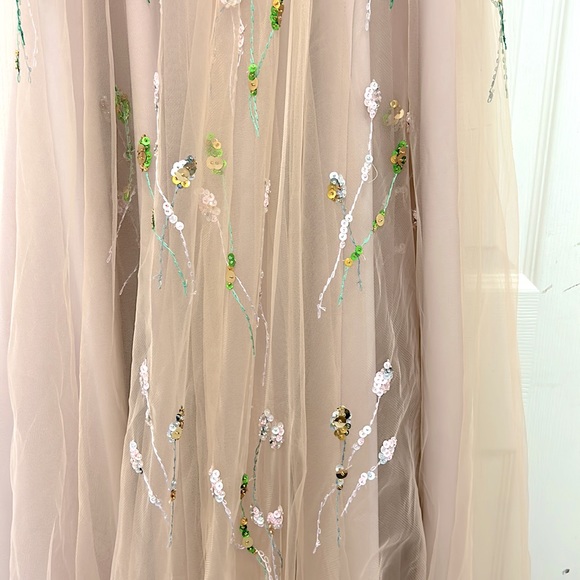 Wedding Dress Wmns Maxi Boho Fairy-core Custom Embroidered Sequined Silk Tulle - Picture 5 of 16